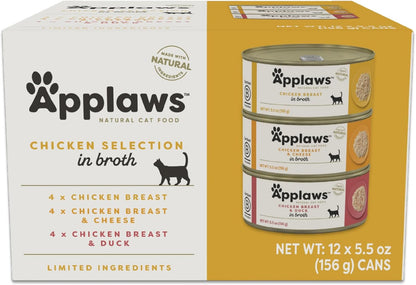 Applaws Natural Wet Cat Food in Broth, Made with Limited and Natural Ingredients, Chicken Selection