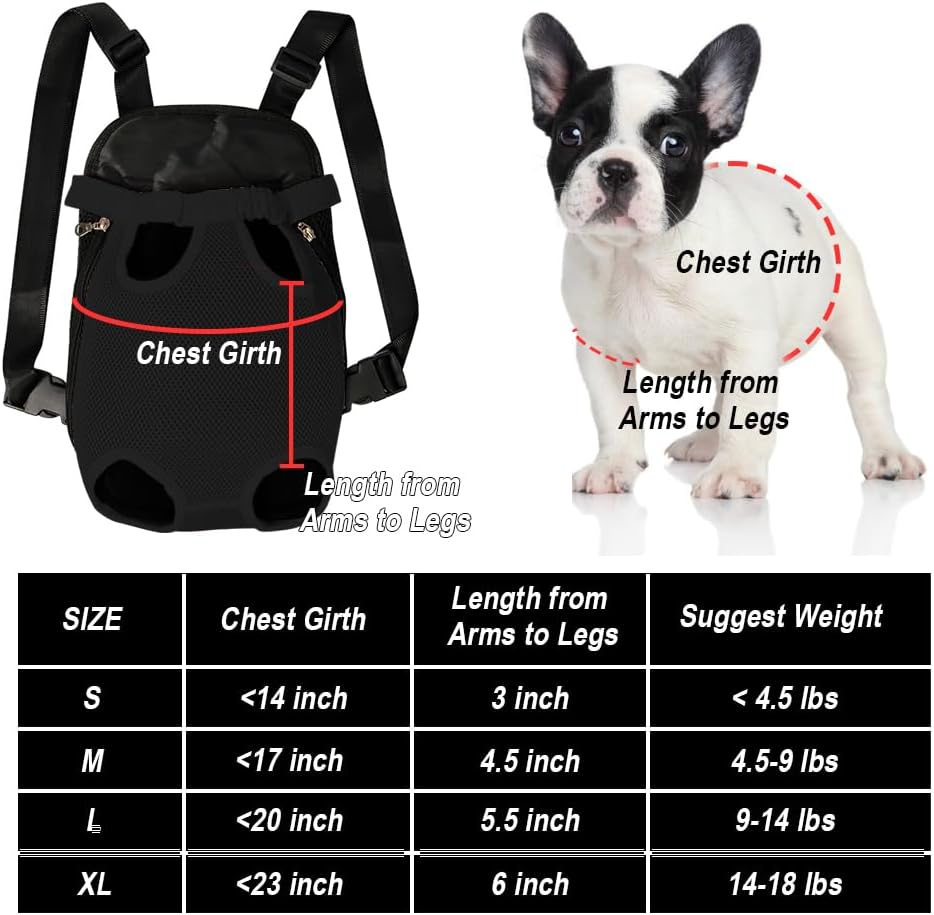 FEimaX Dog Carrier Backpack Pet Legs Out Front Cat Travel Bag, Adjustable Puppy Backpacks Carriers