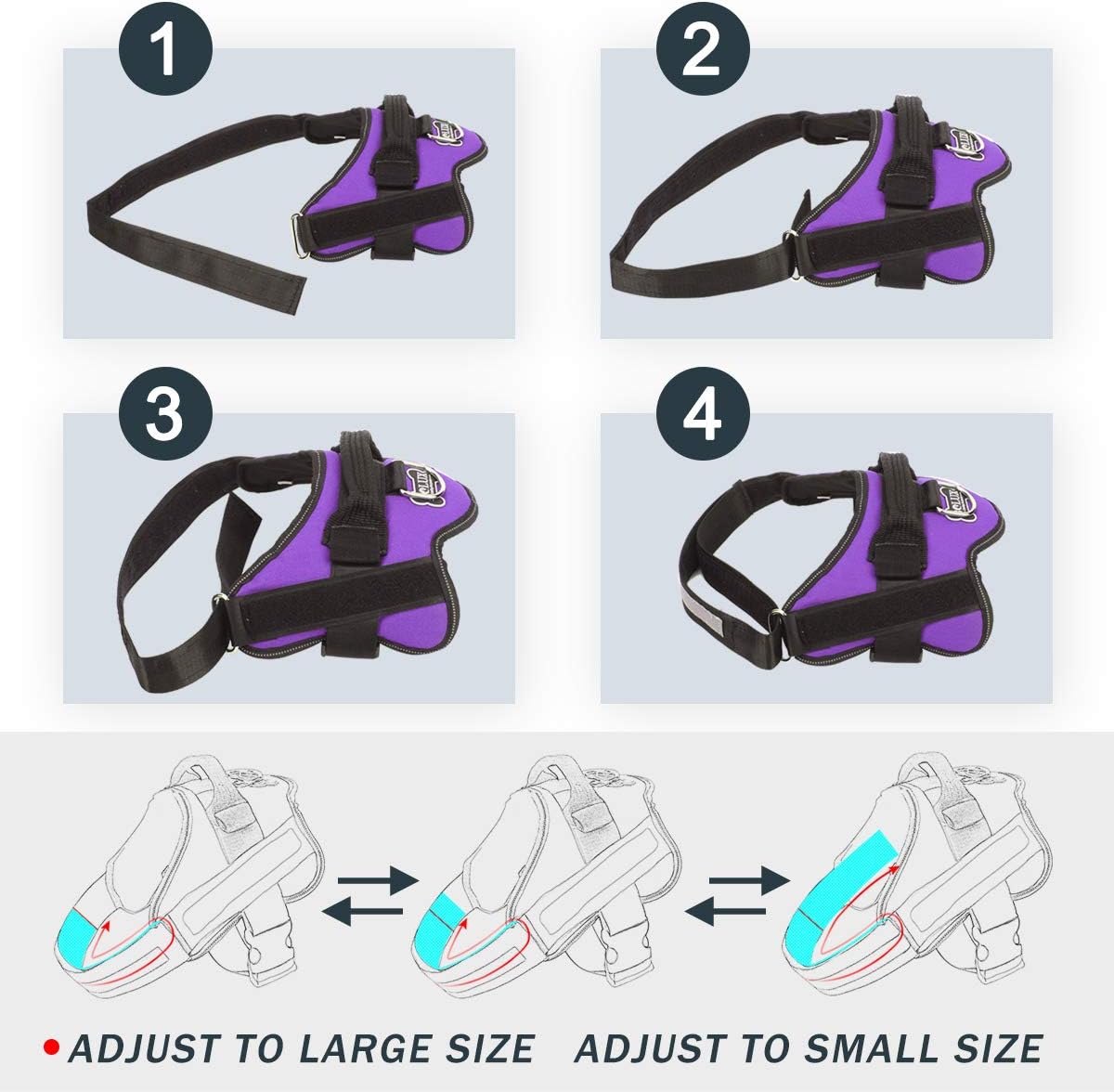 Bolux Dog Harness, No-Pull Reflective Dog Vest, Breathable Adjustable Pet Harness with Handle for