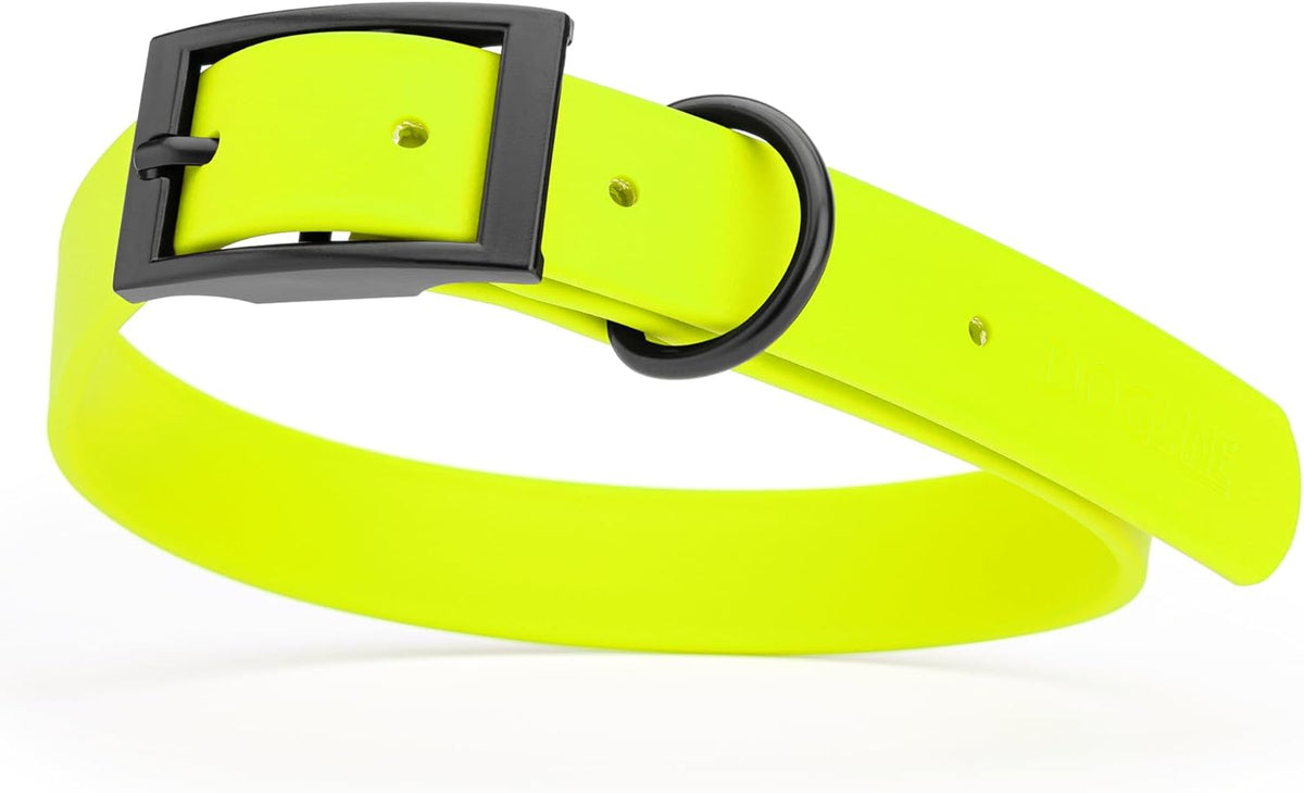 Dogline Biothane Waterproof Dog Collar Strong Coated Nylon Webbing with Black Hardware Odor- Proof