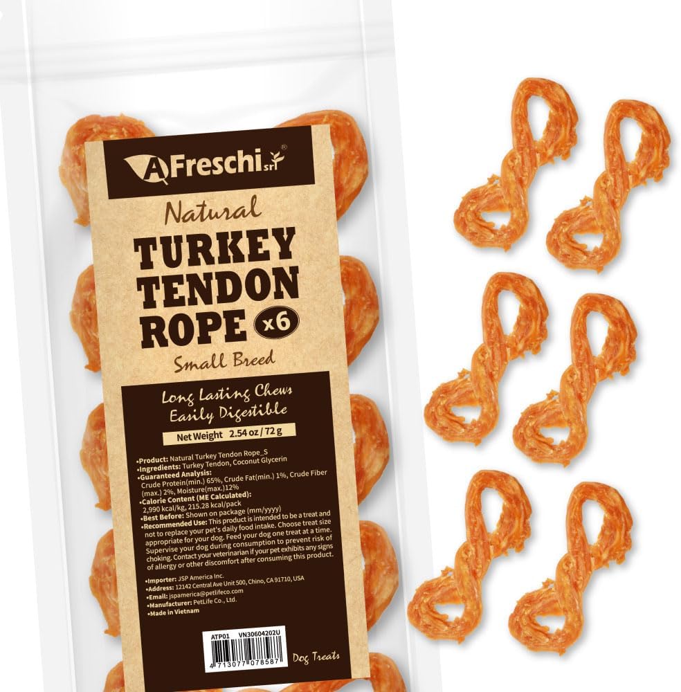 Afreschi Turkey Tendon Rope (S) 6 Pieces per Pack, USA-Sourced Turkey Tendon, All Natural Human