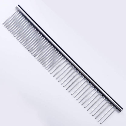 ZoCr Stainless Steel Pet Comb for Dogs Cats, Pet Grooming Comb with Different Spaced Rounded Teeth