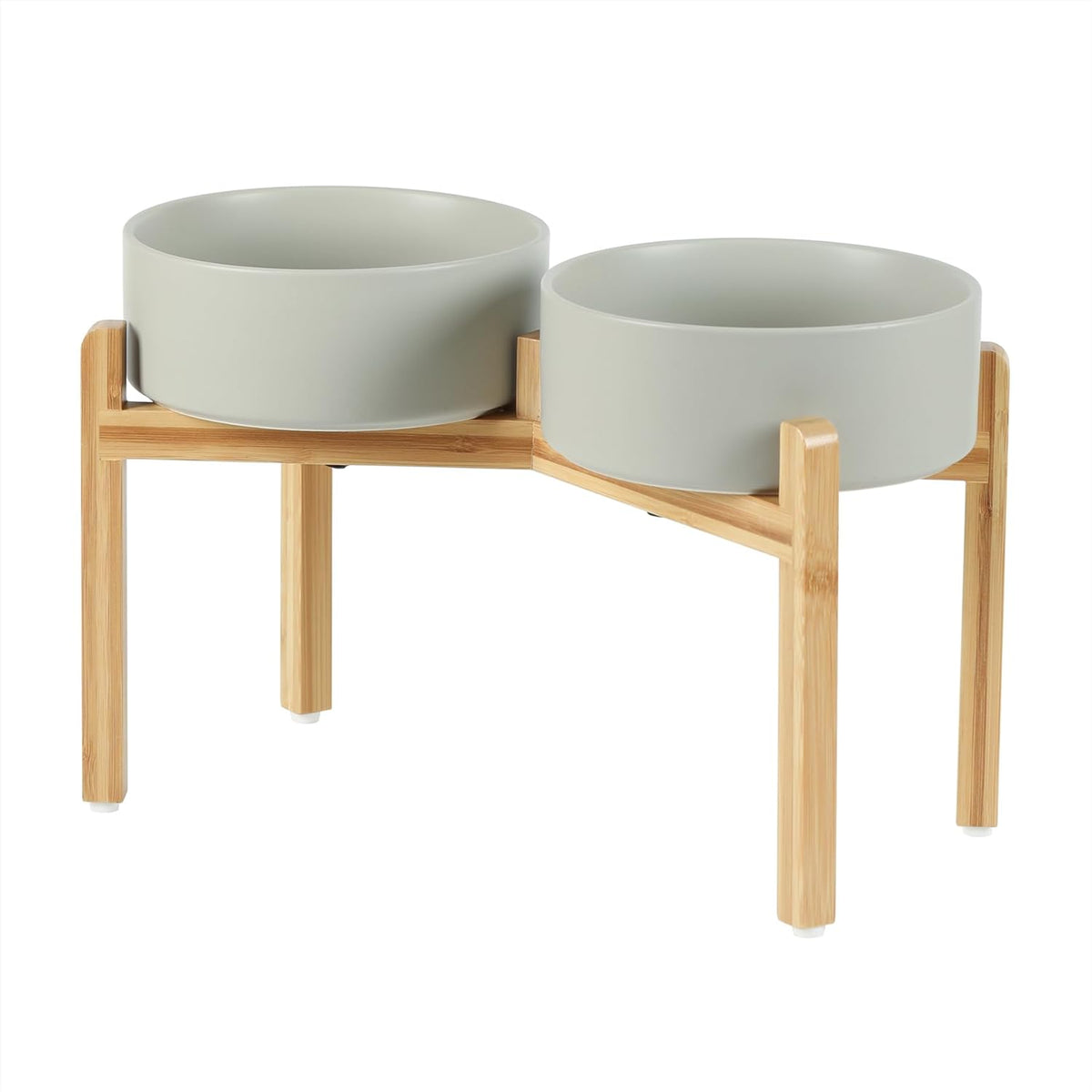 Ceramic Raised Double Bowls Set with Stand, Food & Water Bowls for Large Breed Dogs, Weighted Dog