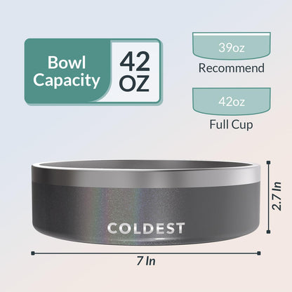 Coldest Dog Bowl - Anti Rust Metal, Non Slip, 3 Layers Insulated Stainless Steel Dog Bowls - Spill