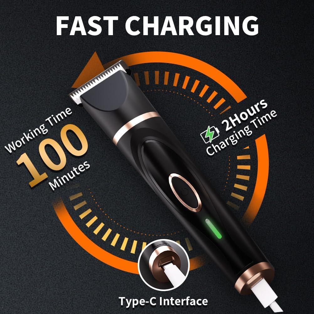Dog Clippers Grooming Kit with Paw Trimmer, 3 in 1 Low Noise Electric Rechargeable Cordless Pet
