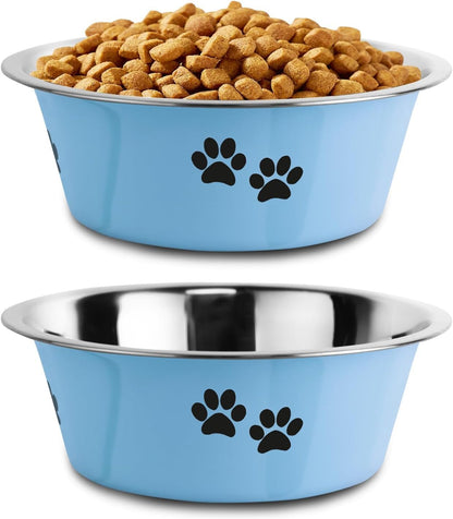 Stainless Steel Dog Bowls, Nonslip Rubber Bottom No Spill Proof Skid Metal Insulated Dog Bowls for