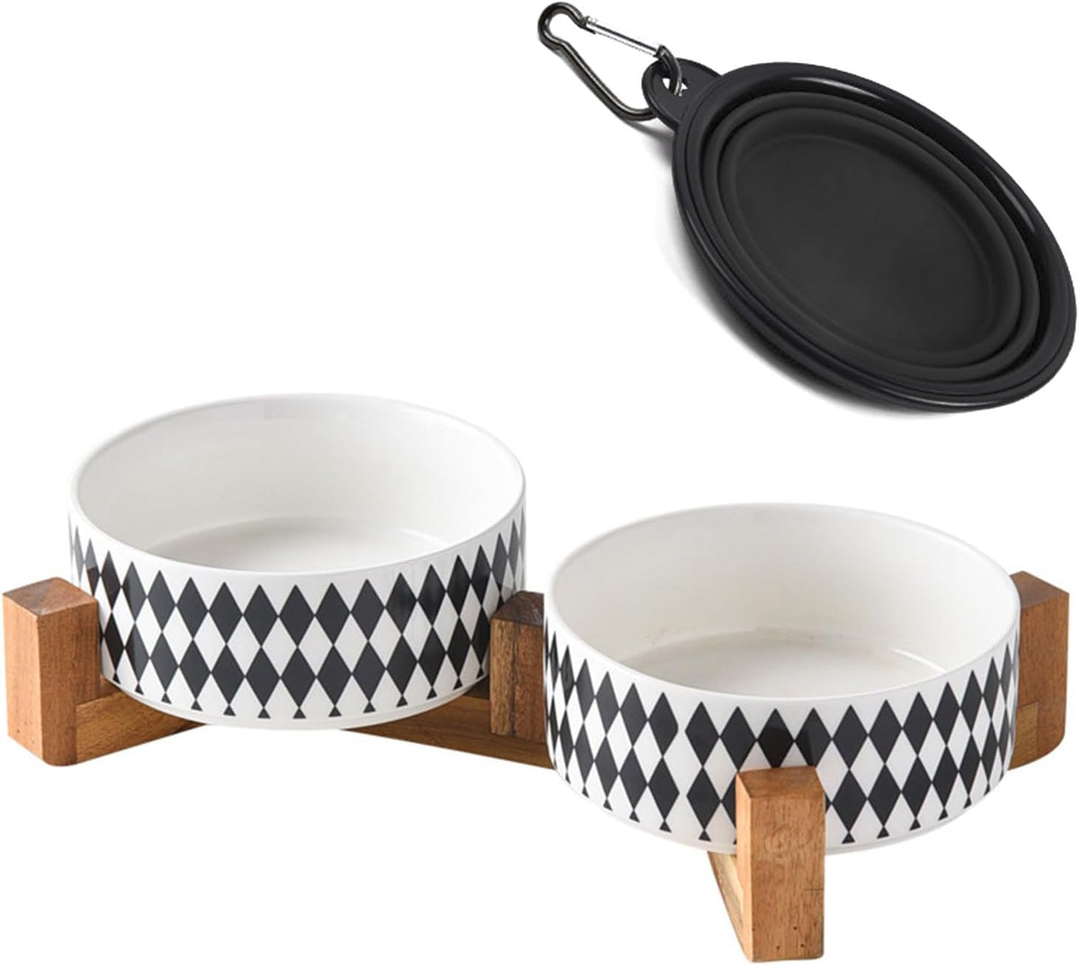 Petygooing Ceramic Dog Cat Bowl Set with Stand, Pet Food and Water Dishes,Small Dog Bowls Anti-Slip