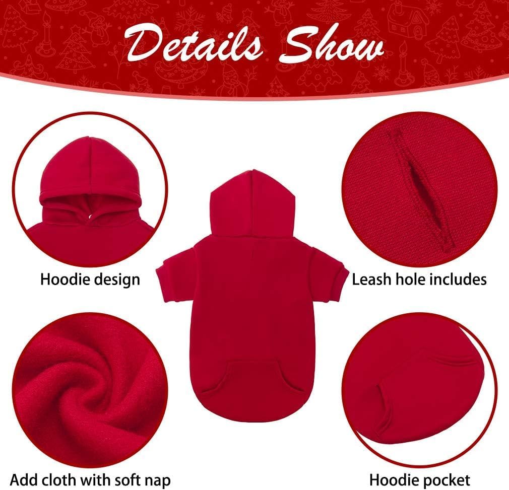KOOLTAIL Basic Dog Hoodie - Soft and Warm Dog Hoodie Sweater with Leash Hole and Pocket, Dog Winter