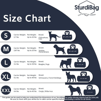 SturdiBag XL Pet Travel Carrier: Flexible Height for Cat and Dog Soft Sided with Safety Clips and