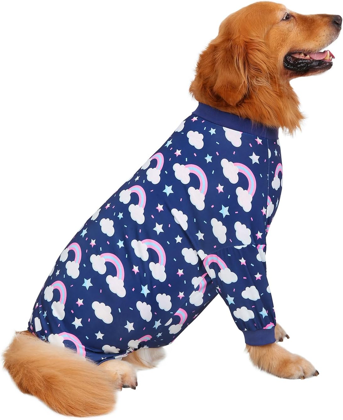 HDE Dog Pajamas One Piece Jammies Jumpsuit Pet Clothes Outfit Stretchy Lightweight Comfy Shirt Pjs