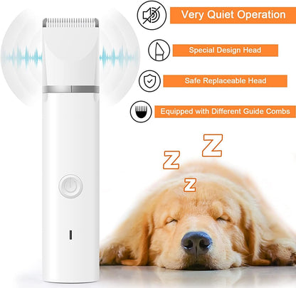 Dog Clippers Grooming Kit Hair Clipper-Low Noise Paw Trimmer- Rechargeable - Cordless Quiet Nail
