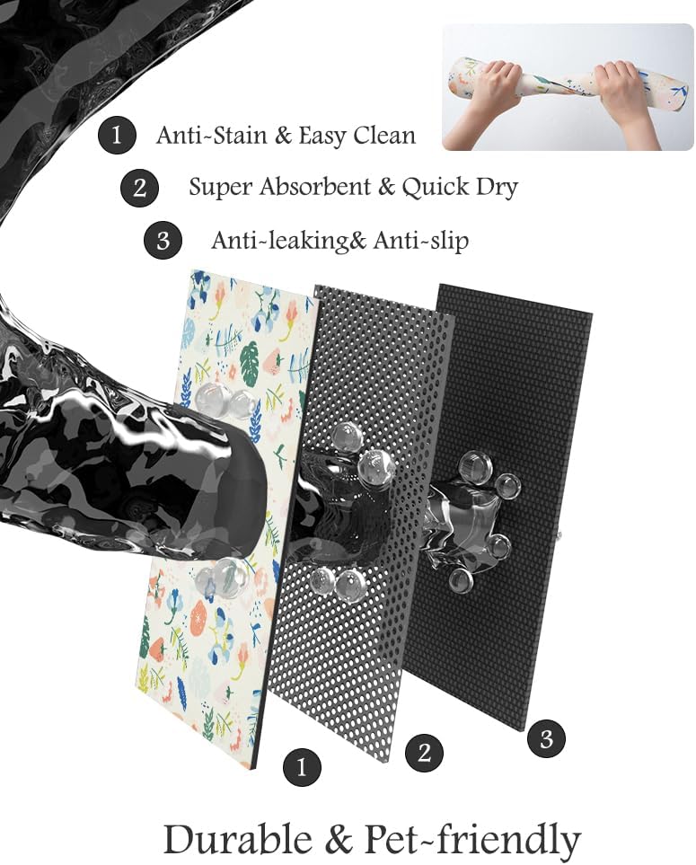 Pet Feeding Mat-Absorbent Dog Mat for Food and Water Bowl-No Stains Quick Dry Water Dispenser
