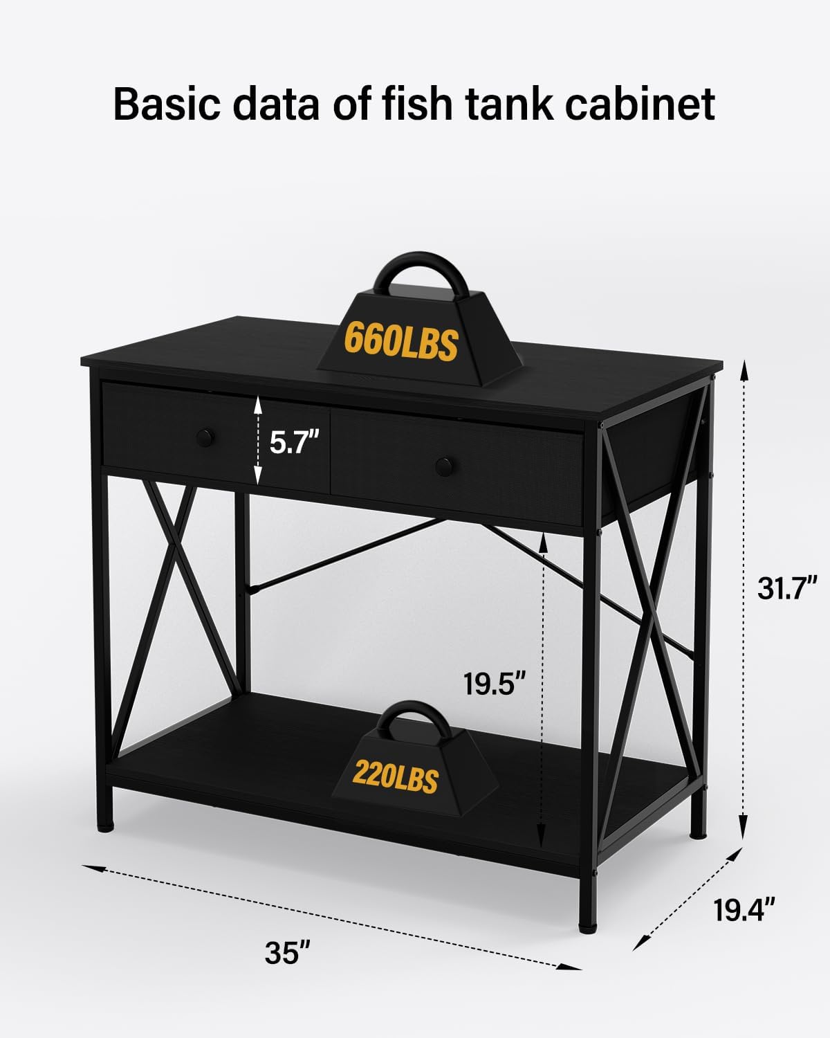 Fish Tank Stand 40 Gallon: Sturdy Aquarium Stand with Accessories Storage - Metal Fish Tank Table