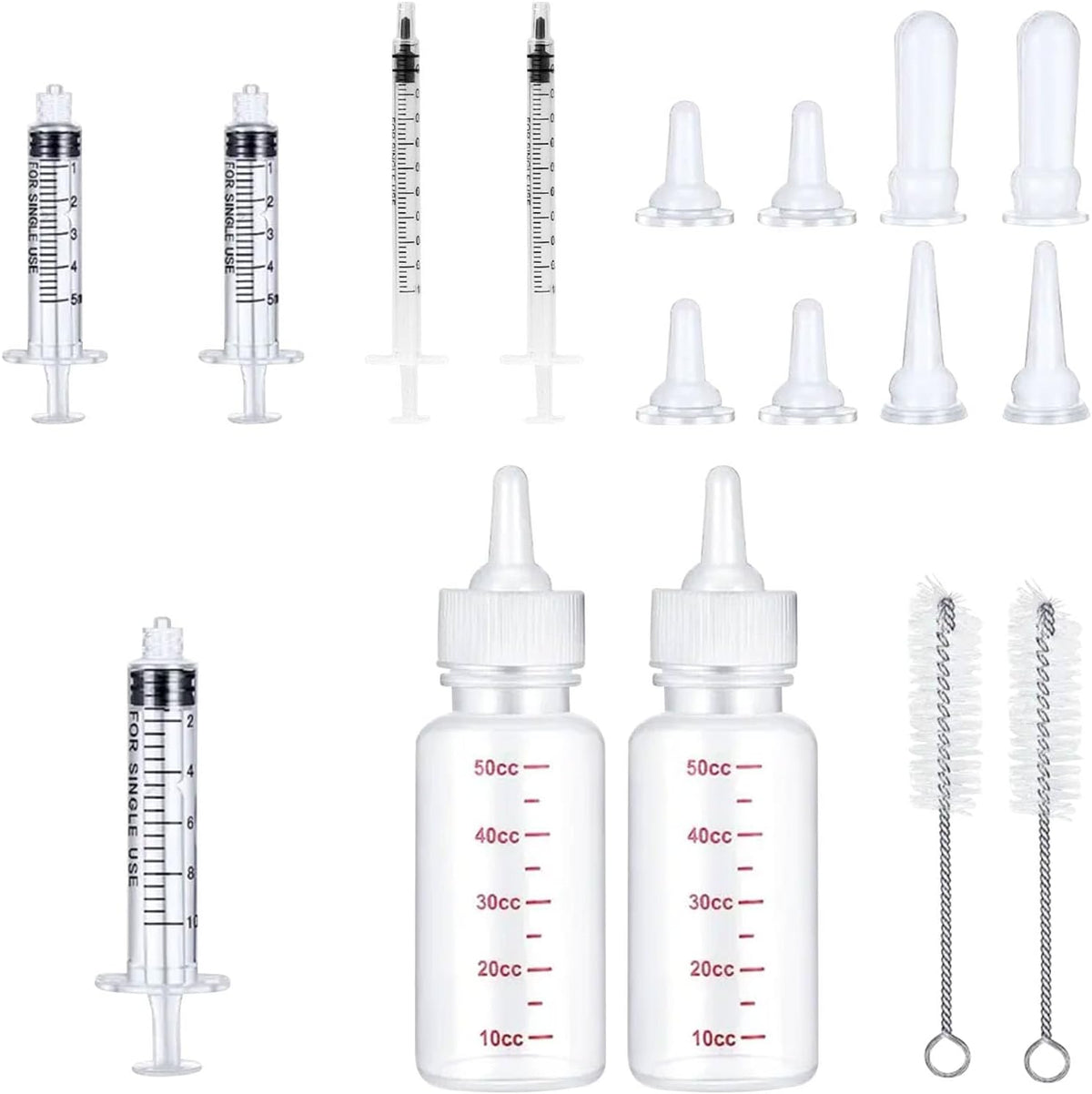 Pet Feeding Bottle Set, Feeding Silicone Nipple with Bottle and Syringes, Reusable Pet Nursing Kits