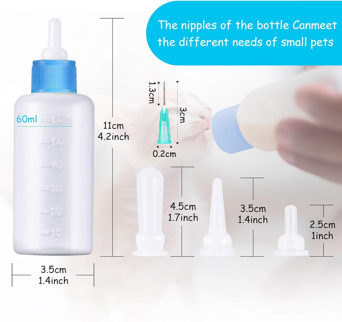 Tondiamo 16 Pieces Pet Feeding Bottle Kit Kitten Bottles Kitten Milk Replacer Puppy Milk Feeder