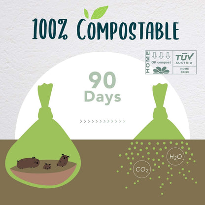 Certified Compostable Dog Poop Bag Rolls, Landfill friendly Doggie Poop Bags, Vegetable-Based, ASTM