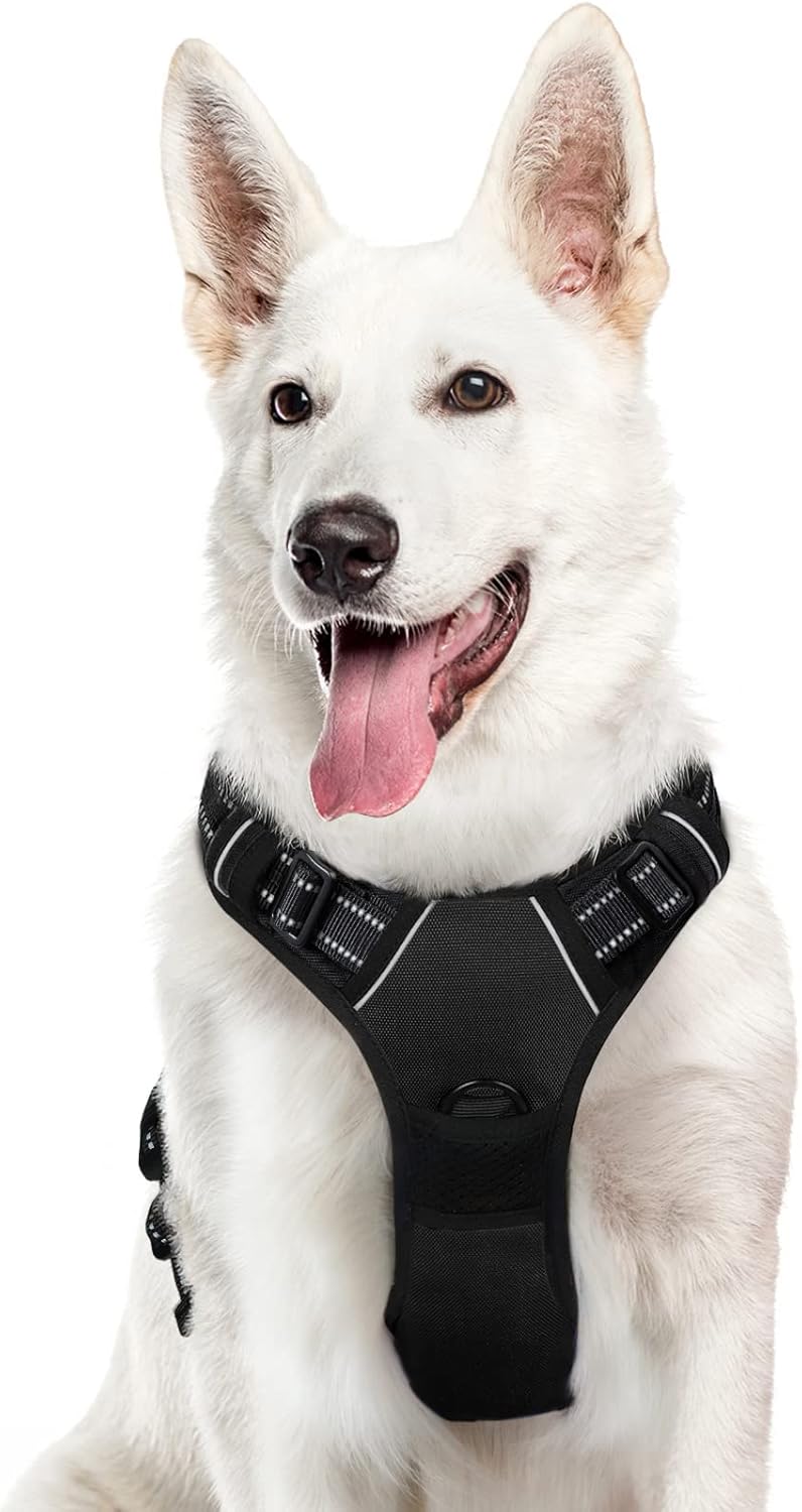 Eagloo Dog Harness for Large Dogs, No Pull Service Vest with Reflective Strips and Control Handle