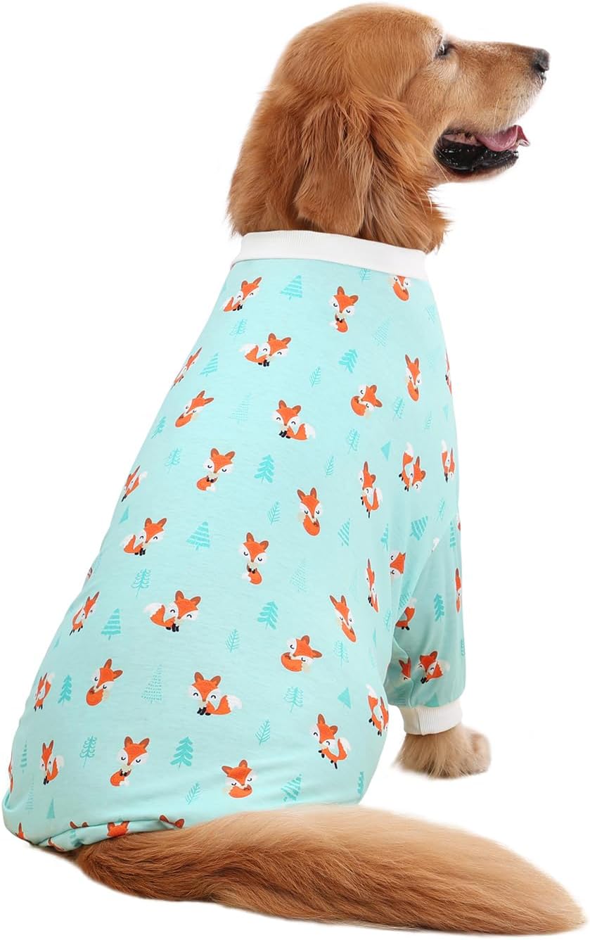 HDE Dog Pajamas One Piece Jammies Jumpsuit Pet Clothes Outfit Stretchy Lightweight Comfy Shirt Pjs