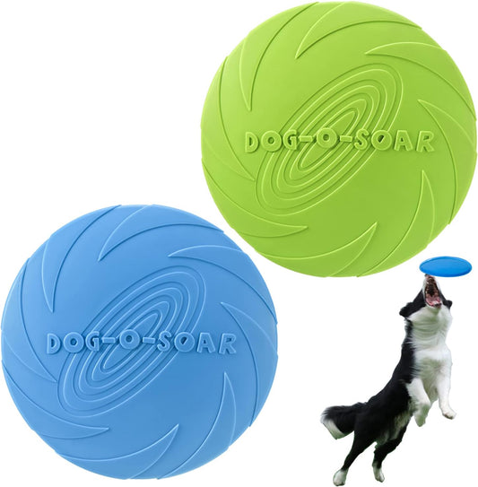 Dog Flying Disc, 2 Pack Dog Flyer Toys, Soft Rubber Interactive Lightweight Flying Disc Dog Toy for