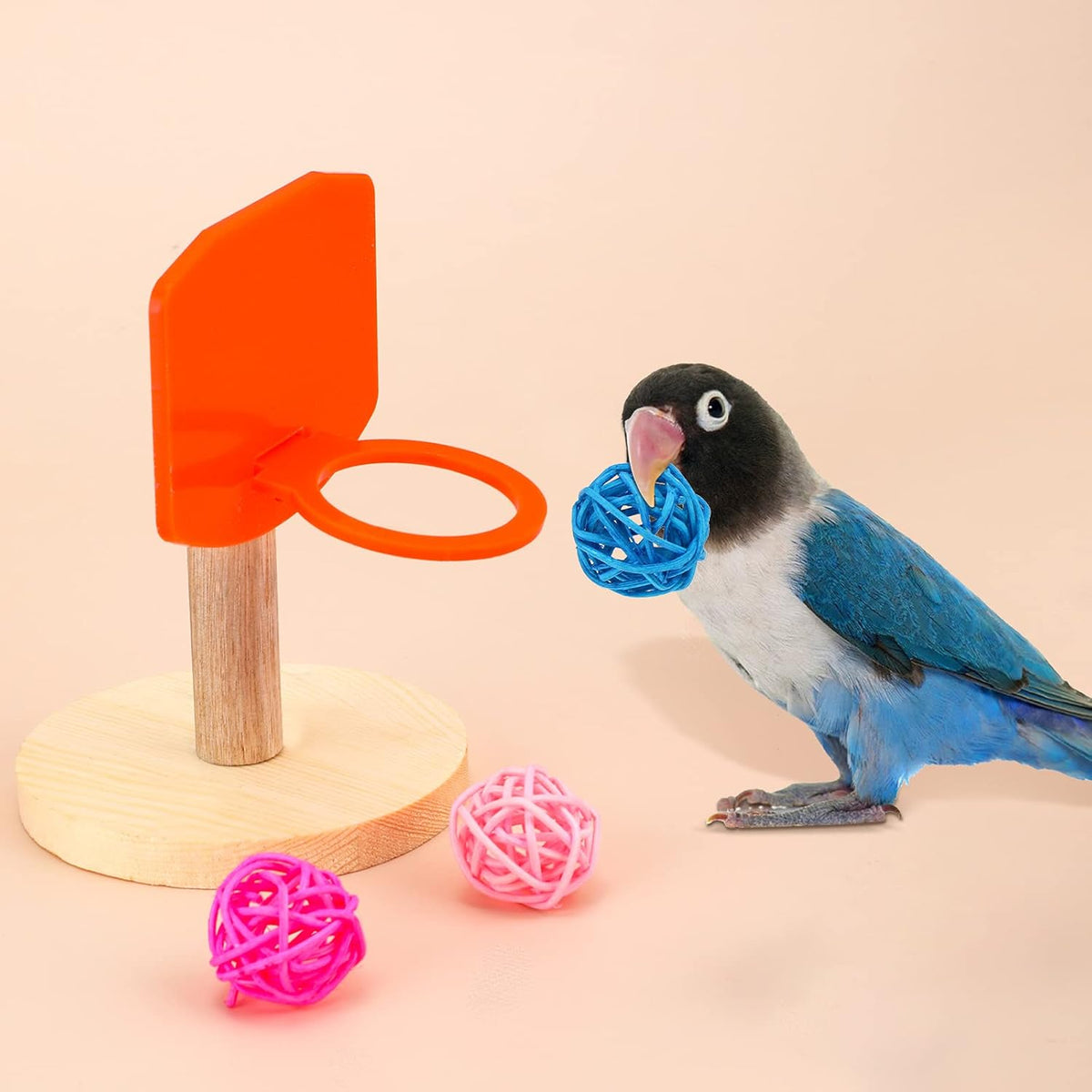 10 Bird Training Toys - Parrot Intelligence Toys for Parakeet, Cockatiel, Macaw - Includes Bowling