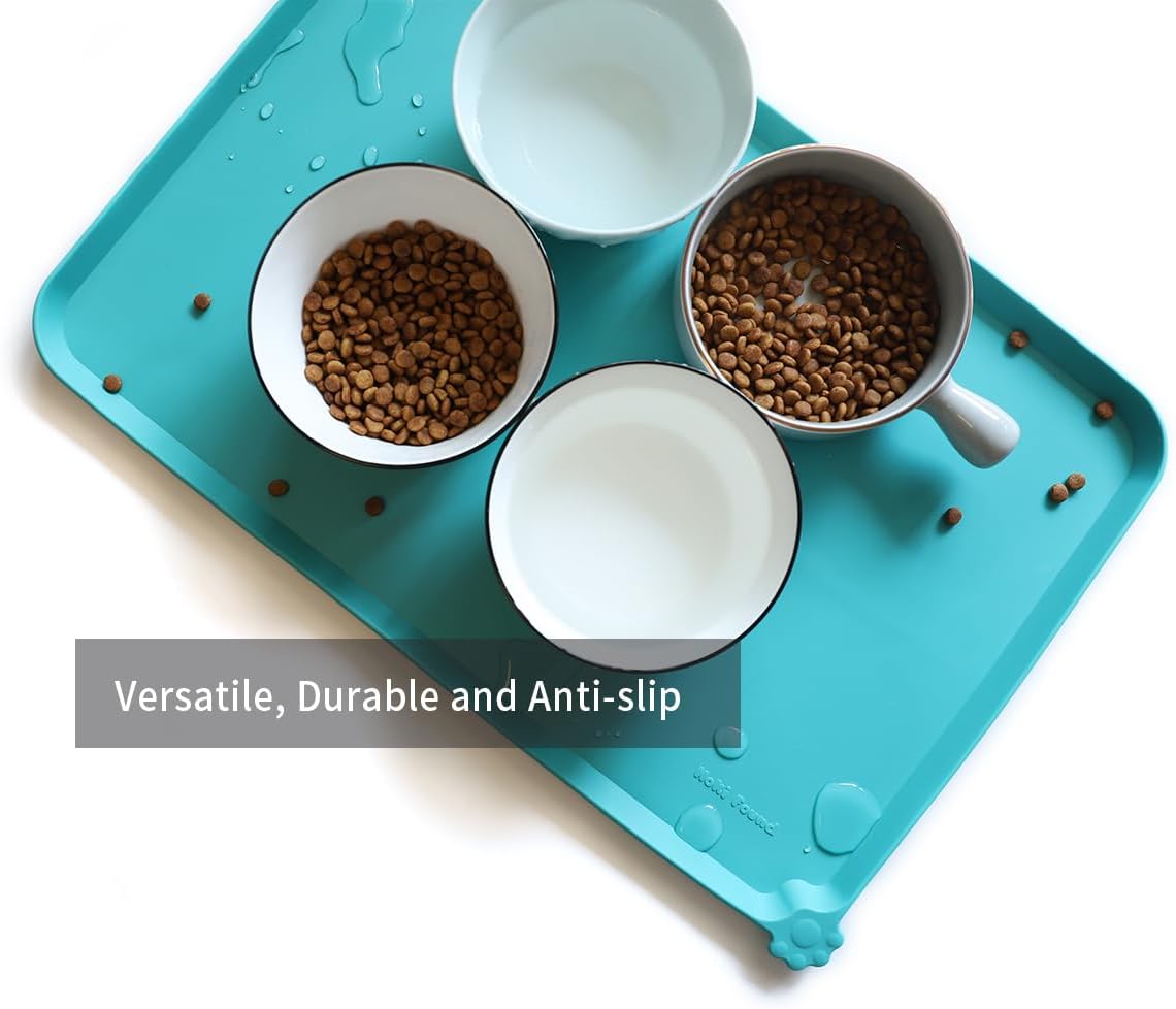 Hoki Found L Silicone Pet Food Mats Tray - Non Slip Pet Dog Cat Bowl Mats Placemat - Dog Pet Cat