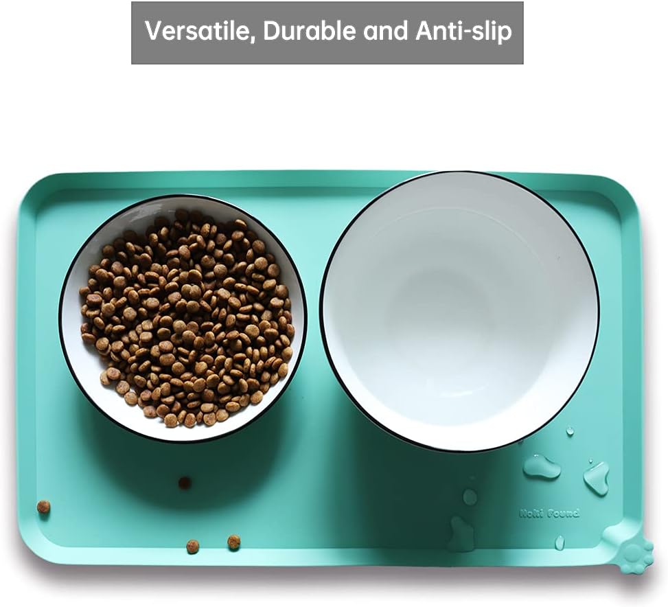 Hoki Found Silicone Pet Food Mats - Non Slip Cat & Dog Bowl Placemats - Waterproof Pet Feeding Mats