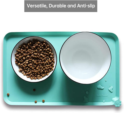 Hoki Found Silicone Pet Food Mats - Non Slip Cat & Dog Bowl Placemats - Waterproof Pet Feeding Mats