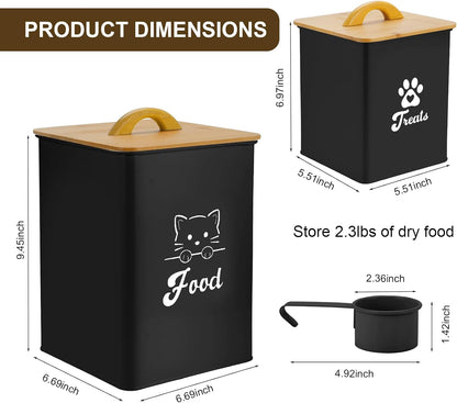 Cat Food Storage Container with Scoop, 2PCS Cat Food Storage Container with Lids Airtight, Cat