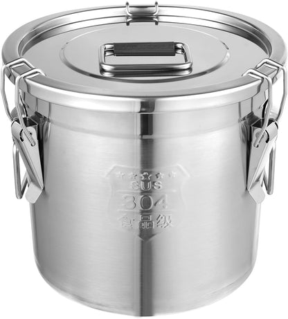 DYNAMI 304 Stainless Steel Airtight Canister for Kitchen, 3.2Gal/405oz Flour Container with Lid and