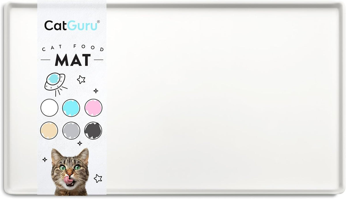 CatGuru Cat Food Mat, Small & Large Pet Placemat, 100% Waterproof Cat Feeding Mat, Silicone Mats