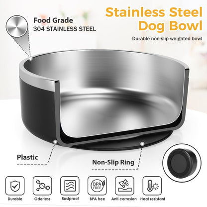 IKITCHEN Dog Bowl for Food and Water, 40 Oz Stainless Steel Pet Feeding Bowl, Durable Non-Skid