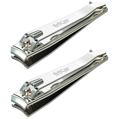 2PCS Stainless Steel Nail Clippers,Professional Fingernail Clipper and Toenail Clipper, Wide Easy