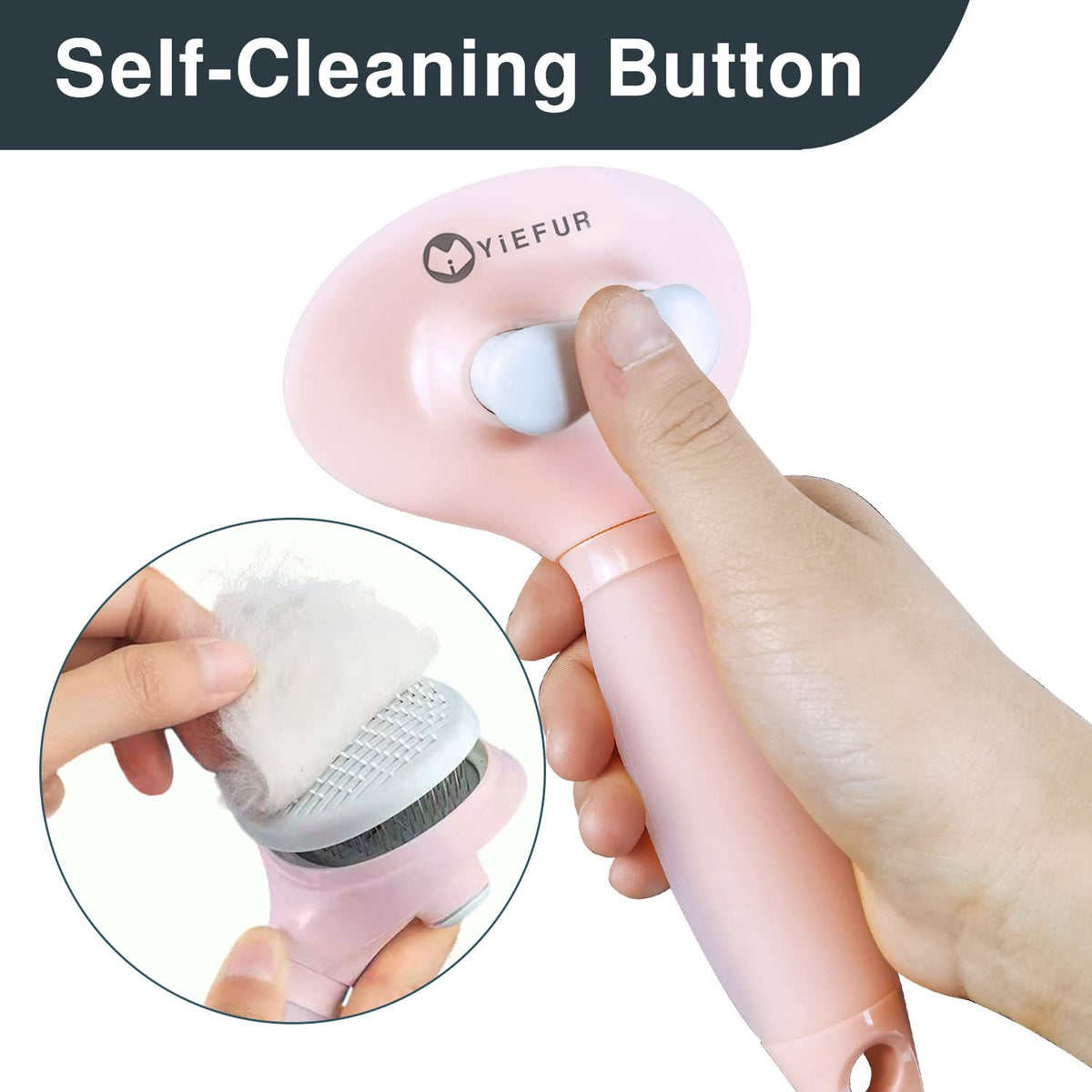 Cat Hair Brush, Soft Silicone Self Cleaning Brush for Short and Long Haired Cats, Pink Pet Grooming