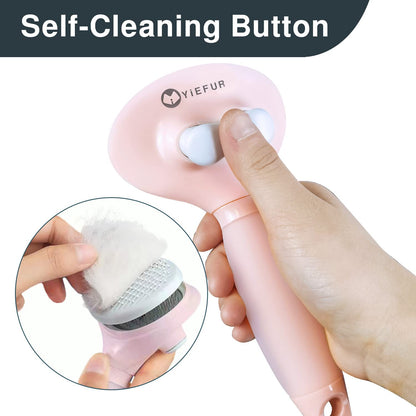 Cat Hair Brush, Soft Silicone Self Cleaning Brush for Short and Long Haired Cats, Pink Pet Grooming