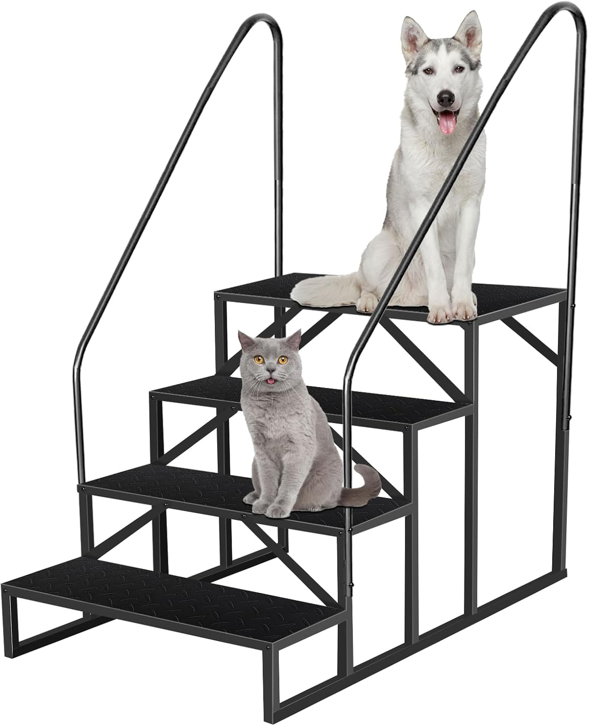 RV Step Stool, 4 Step Ladder, Hot Tub Steps with Handrail, Portable Pool Ladder, 660Lbs Heavy Duty