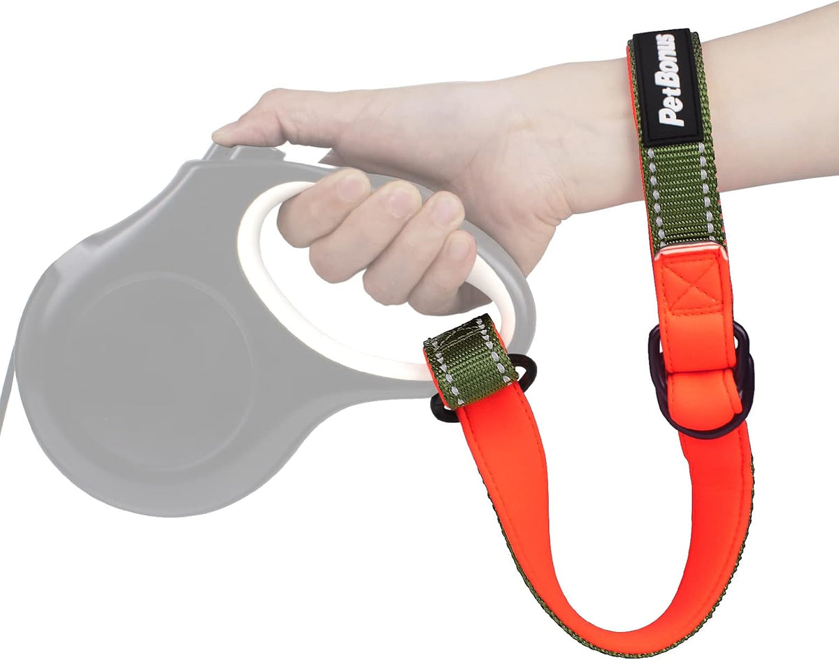 PetBonus Short Dog Leash, Safety Wrist Strap for Retractable Dog Leash, Reflective Design and