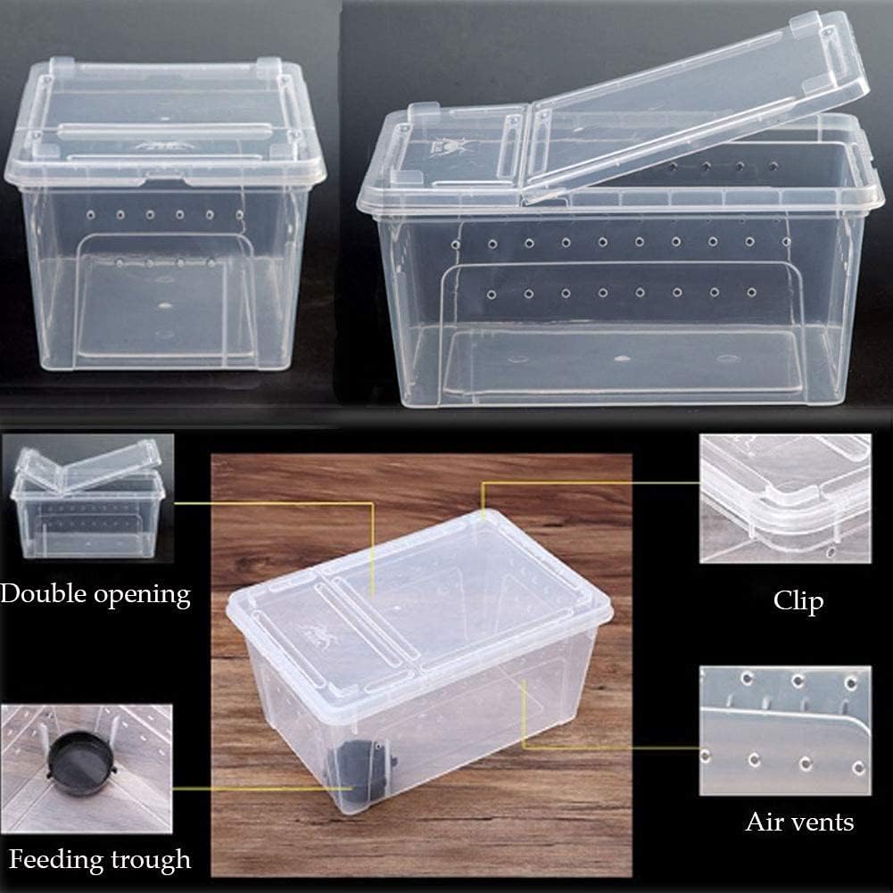 kathson 2PCS Reptile Feeding Box Portable Small Snake Terrarium Habitat Mini Pet Breeding Cage