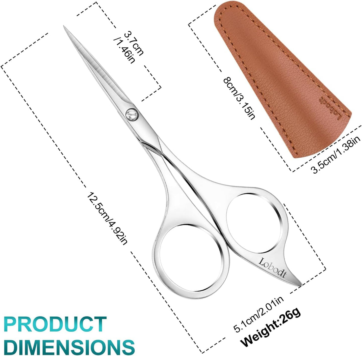 Professional beard scissors, 4.9-inch (silver) small pointed stainless steel hairdressing scissors