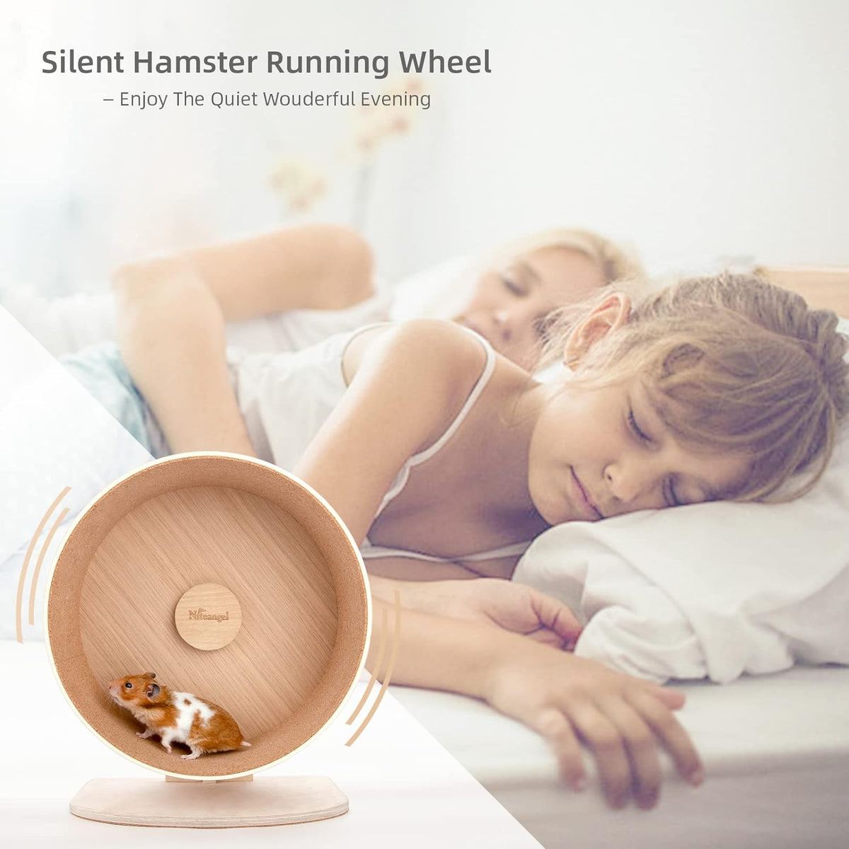Niteangel Wooden Hamster Exercise Wheel: - Silent Hamster Running Wheel for Hamsters Gerbil Mice