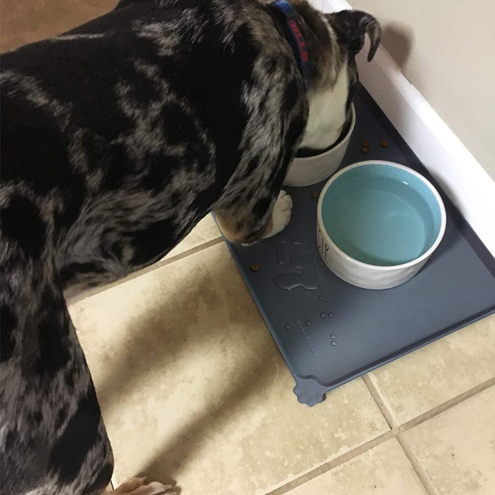 Hoki Found -Waterproof Pet Feeding Mats with High Lips - Multiple Size and Colors for Dogs, Cats &
