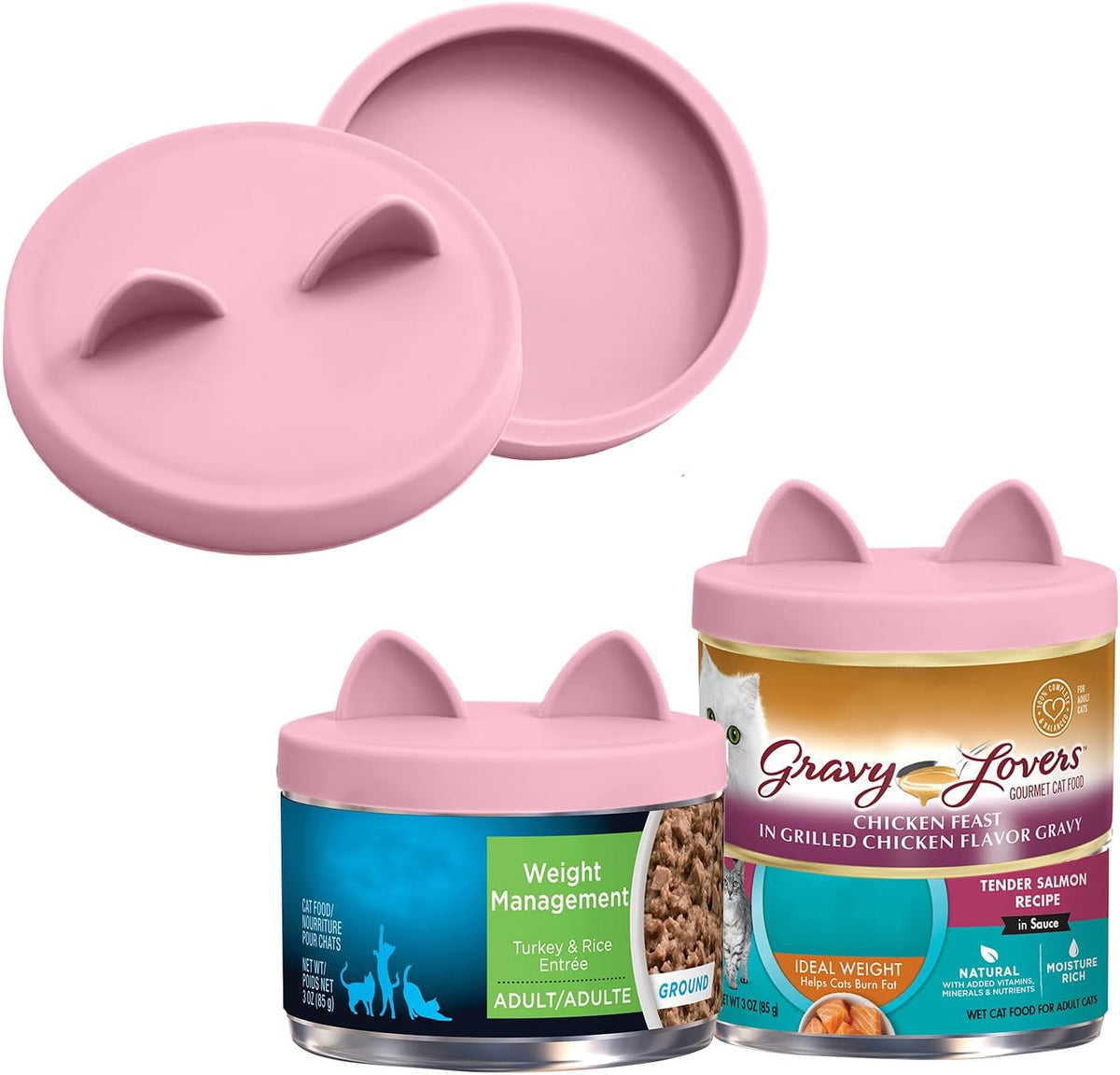 OHMO 2 Pack Cat Food Can Lids, Small Size (3 oz) Silicone Pet Food Can Lids Covers for 3 oz Cat