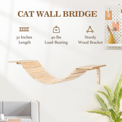 Cat Wall Shelves and Perches, Wall Mounted Cat Furniture with Hammock, Bridge, Tree, Steps and