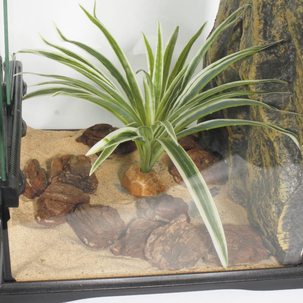 Artificial Spider Plants, Reptile Terrarium Decor, Bearded Dragon Tank Accessories fit Crested