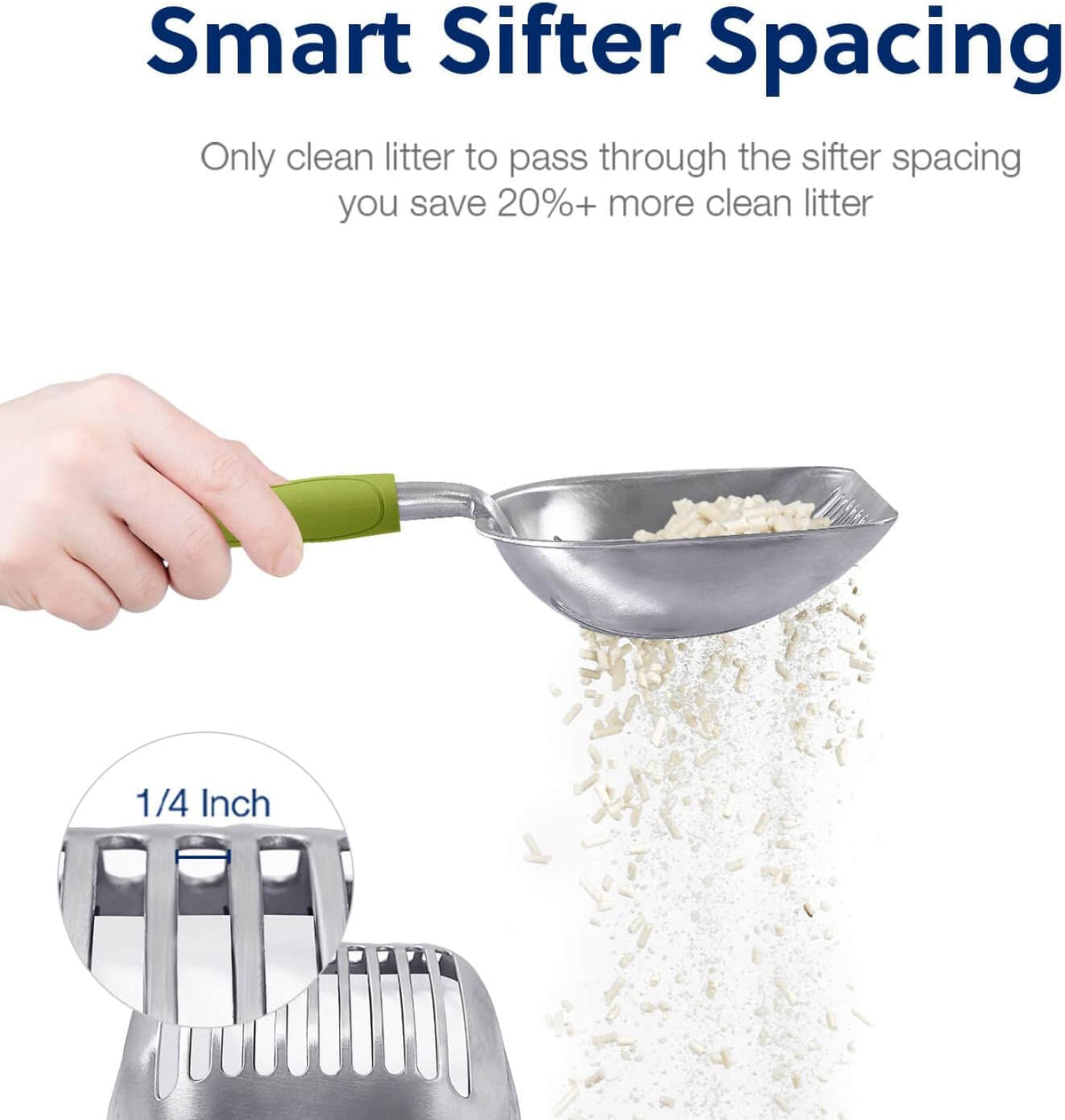 WePet Cat Litter Scoop, Aluminum Alloy Sifter, Kitty Metal Scooper, Deep Shovel, Long Handle, Poop