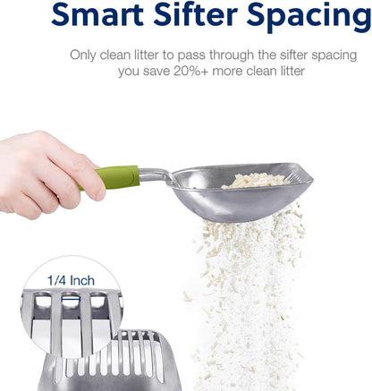 WePet Cat Litter Scoop, Aluminum Alloy Sifter, Kitty Metal Scooper, Deep Shovel, Long Handle, Poop