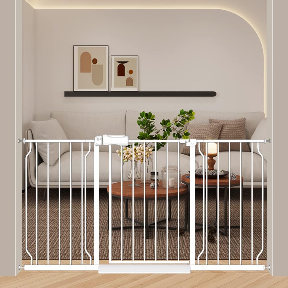 57.5-62 Inch Extra Wide Baby Gates for Stairs Doorways Pressure Mount No Drill Dog Pet Gate