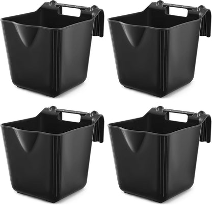 4 Pack 15 Quart Horse Feeders for Stall Hook Over Hanging Fence Hay Feeder Mountable Livestock