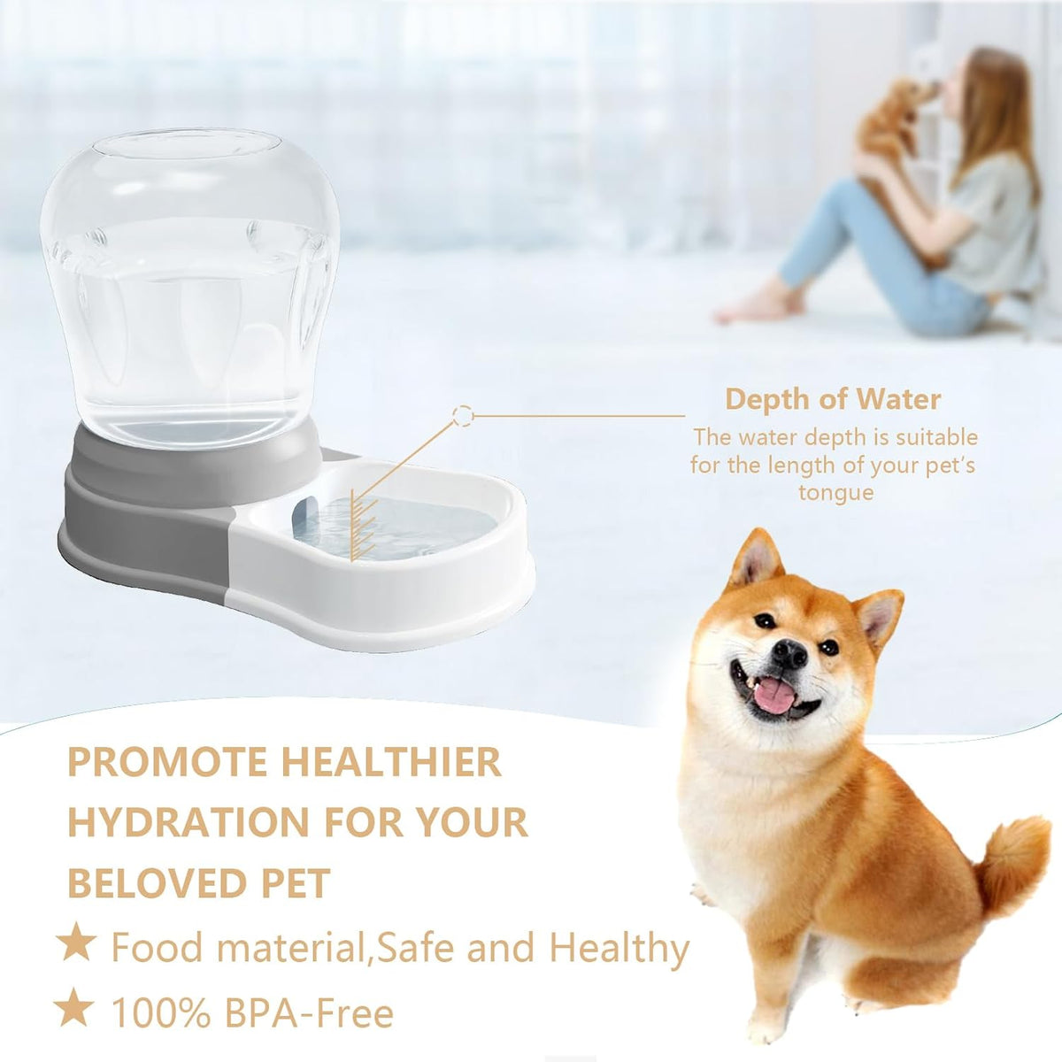 1 Gallon Automatic Dog Water Bowl Dispenser,Large Capacity Water Feeder for Cats and Dogs