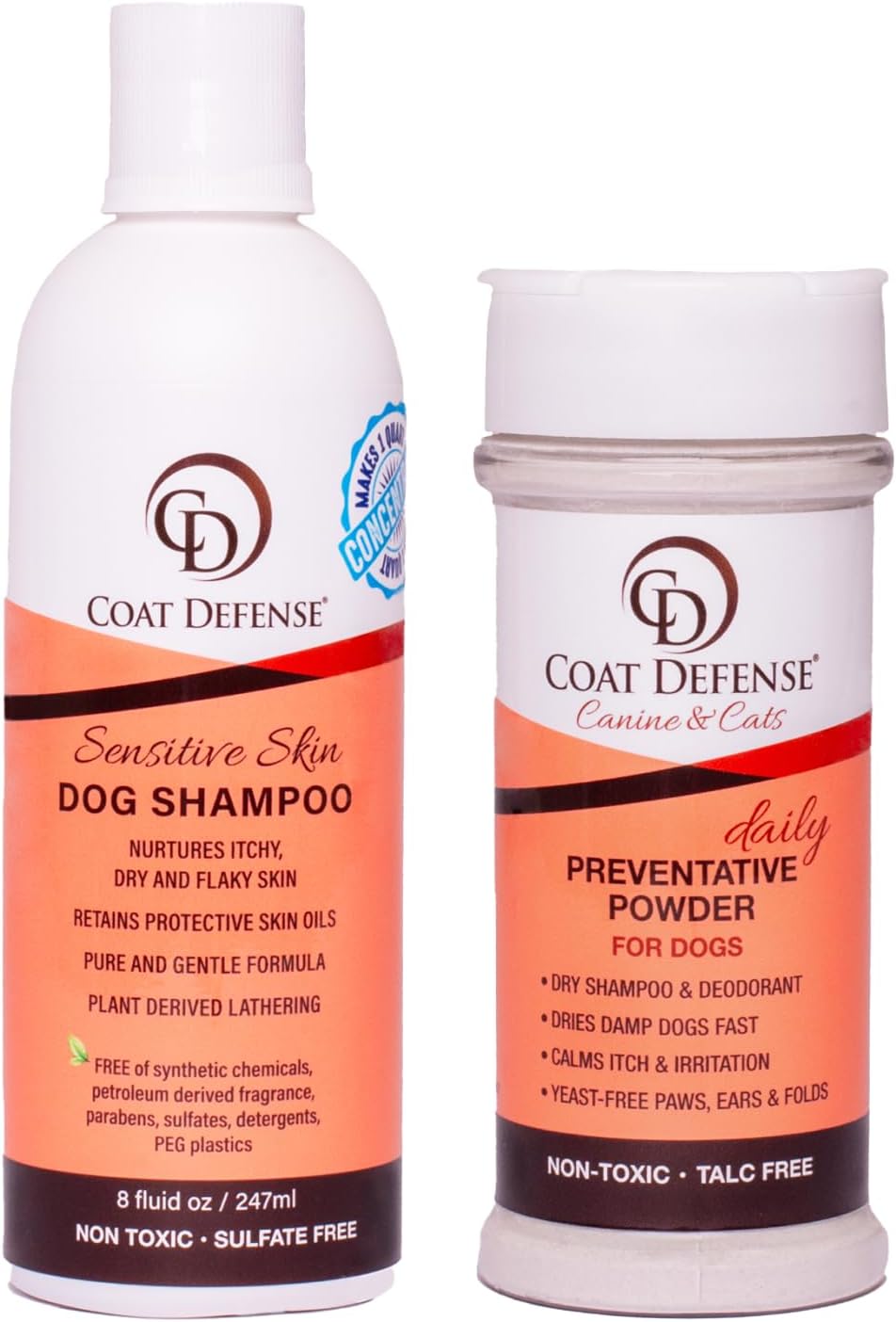 COAT DEFENSE Paw Licker Bundle | Dry Powder for Dogs & Sensitive Skin Dog Shampoo for Allergies and