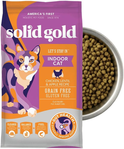 Solid Gold Indoor Dry Cat Food - Grain Free & Gluten Free - Chicken Cat Food Dry Kibble for Indoor